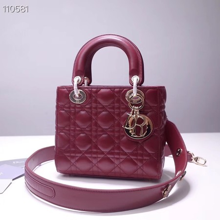 Dior lucky badges Original sheepskin Tote Bag A88035 burgundy