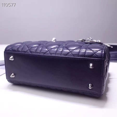 Dior lucky badges Original sheepskin Tote Bag A88035 dark blue