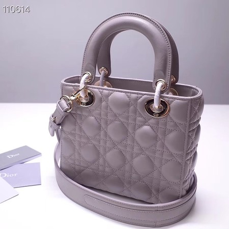 Dior lucky badges Original sheepskin Tote Bag A88035 grey