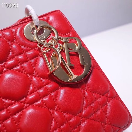 Dior lucky badges Original sheepskin Tote Bag A88035 red