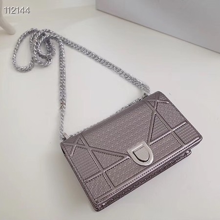 Dior DIORAMA leather Chain bag S0328 Silver grey