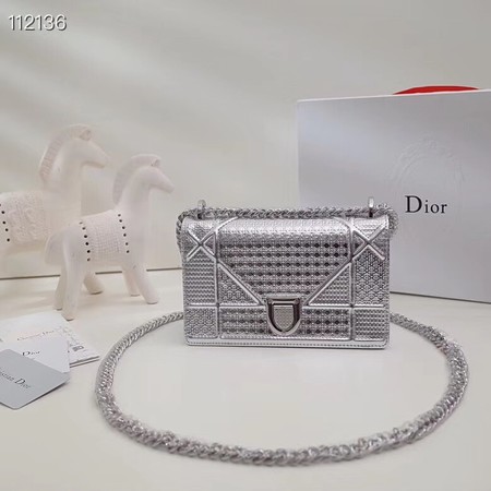 Dior DIORAMA leather Chain bag S0328 silver