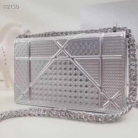 Dior DIORAMA leather Chain bag S0328 silver