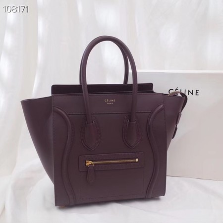 CELINE MICRO LUGGAGE HANDBAG IN LAMINATED LAMBSKIN 167793-9