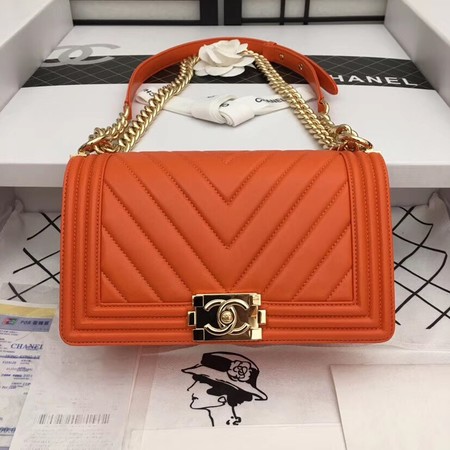 Chanel Boy Flap Shoulder Bag Original Sheepskin Leather A67086 orange