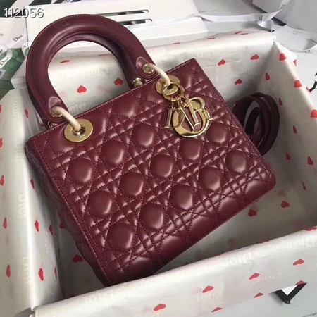 LADY DIOR LAMBSKIN BAG CAL44550 burgundy