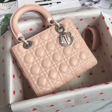 LADY DIOR LAMBSKIN BAG CAL44550  pink&silver-tone metal