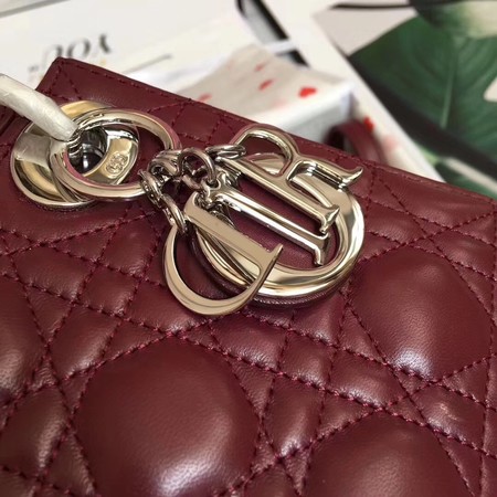 MINI LADY DIOR SATIN BAG M0505O burgundy