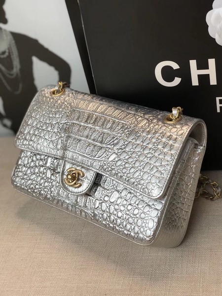 Chanel Classic Handbag Original silver & Gold-Tone Metal A01112 silver