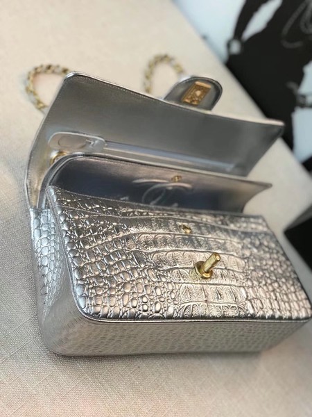 Chanel Classic Handbag Original silver & Gold-Tone Metal A01112 silver