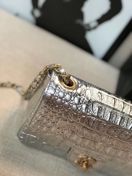 Chanel Classic Handbag Original silver & Gold-Tone Metal A01116 silver