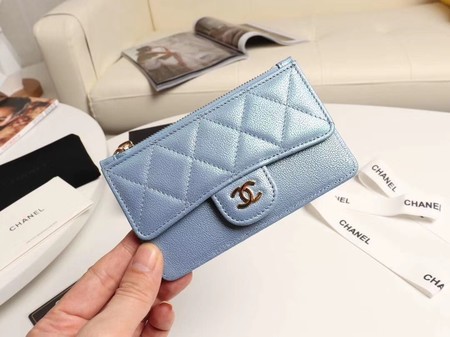 Chanel classic card holder AP0374 sky blue