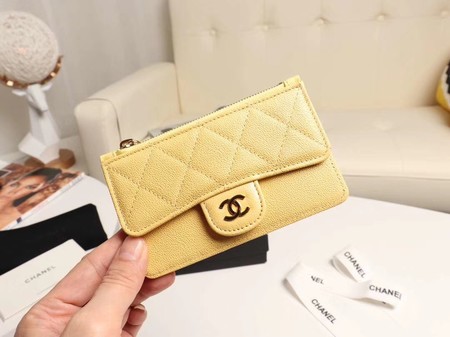 Chanel classic card holder AP0374 yellow