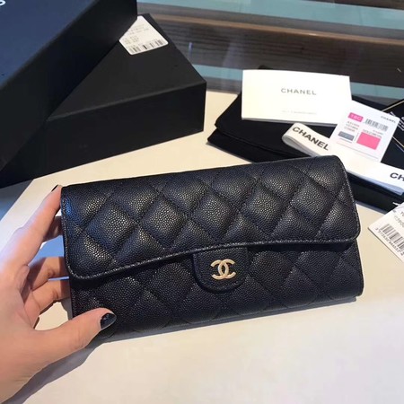 Chanel long flap wallet A80759 black