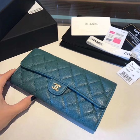 Chanel long flap wallet A80759 blue