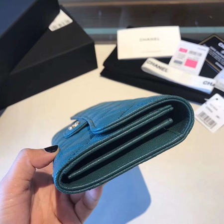 Chanel long flap wallet A80759 blue