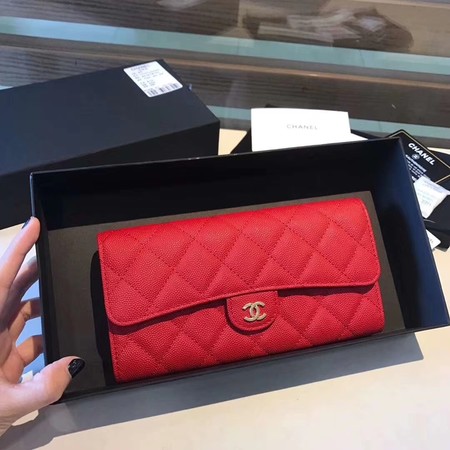 Chanel long flap wallet A80759 red