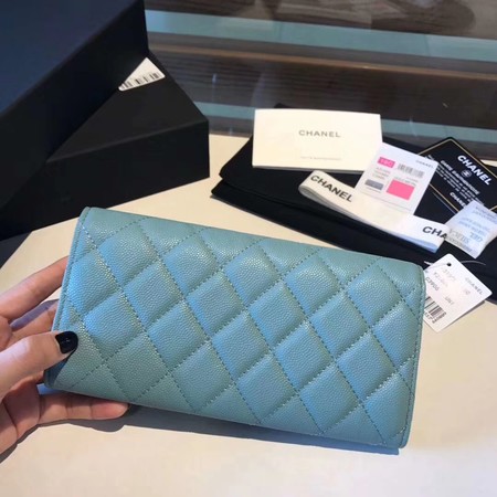 Chanel long flap wallet A80759 sky blue