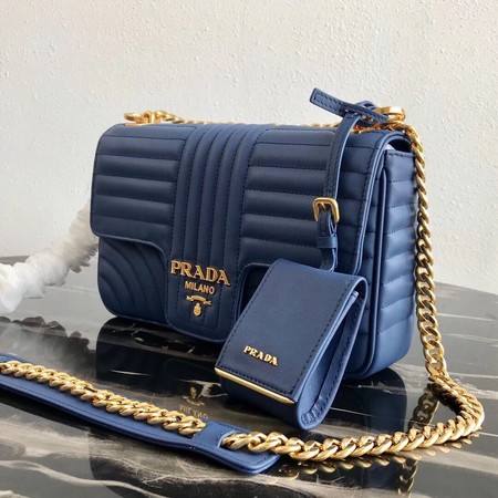 Prada Diagramme medium leather bag 1BD108 blue