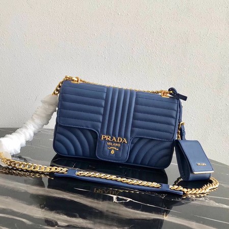 Prada Diagramme medium leather bag 1BD108 blue