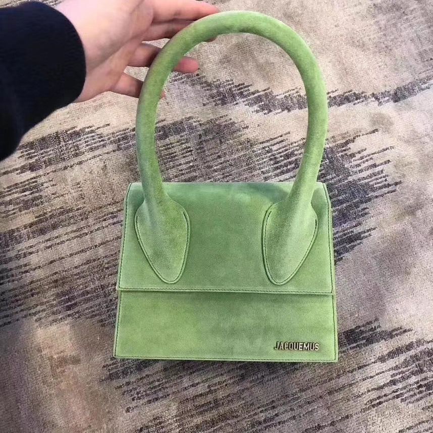 Jacquemus Original Velvet Leather Top Handle Bag J76235 Green