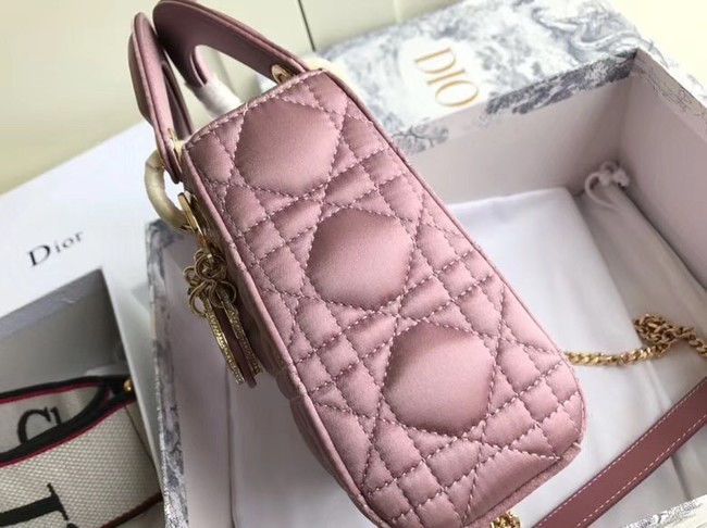 MINI LADY DIOR SATIN BAG M424 Pink Purple