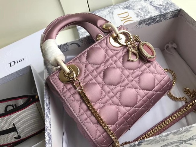 MINI LADY DIOR SATIN BAG M424 Pink Purple