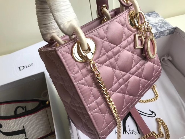 MINI LADY DIOR SATIN BAG M424 Pink Purple