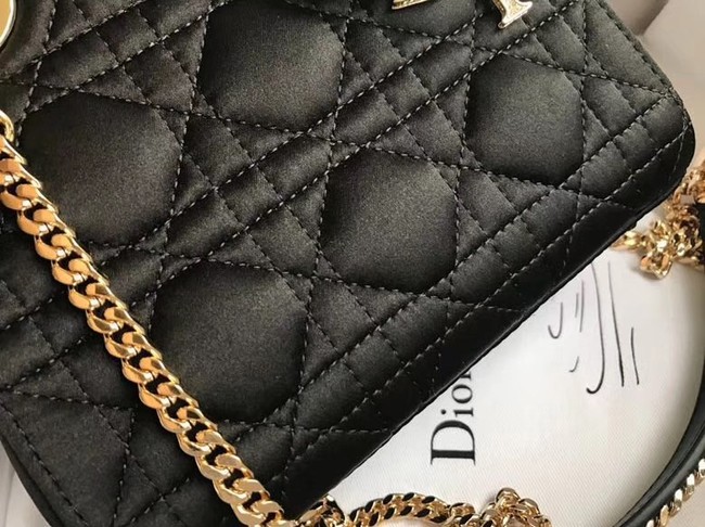 MINI LADY DIOR SATIN BAG M424 black