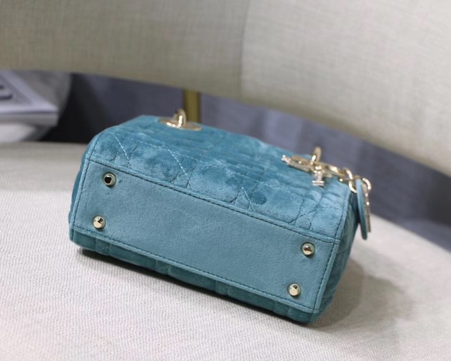 MINI LADY DIOR Velvet BAG M424 light blue