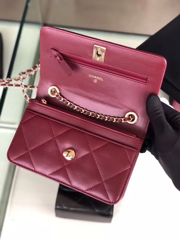 Chanel flap bag Lambskin & Gold-Tone Metal 3798  Purplish