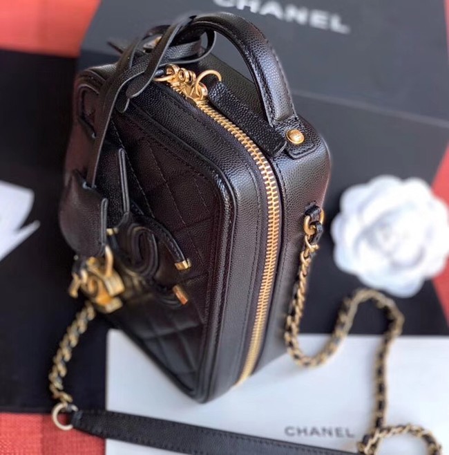 Chanel vanity case Grained Calfskin & Gold-Tone Metal AS0988 black