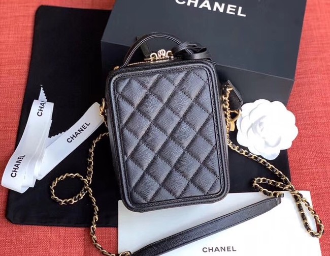 Chanel vanity case Grained Calfskin & Gold-Tone Metal AS0988 black