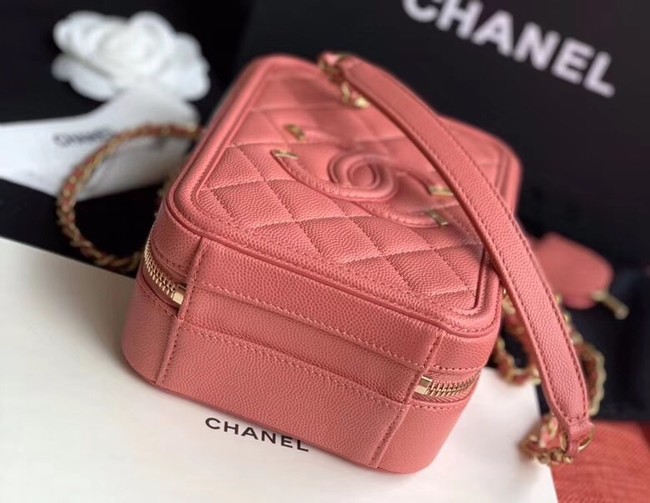 Chanel vanity case Grained Calfskin & Gold-Tone Metal AS0988 pink