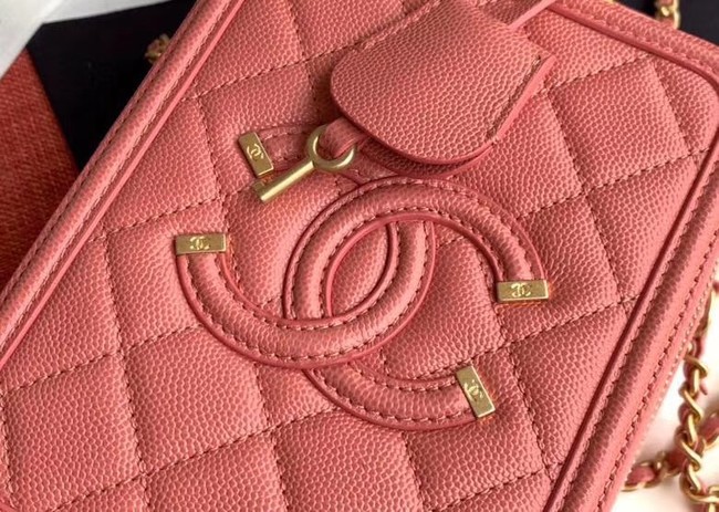 Chanel vanity case Grained Calfskin & Gold-Tone Metal AS0988 pink