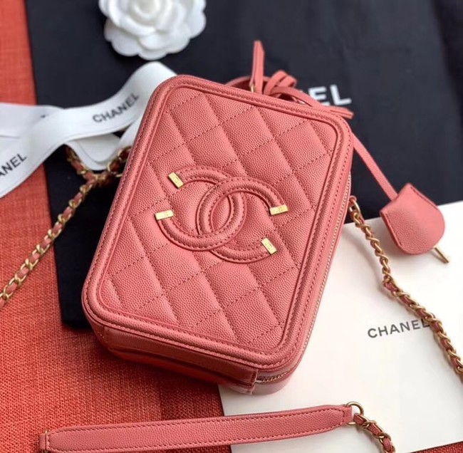 Chanel vanity case Grained Calfskin & Gold-Tone Metal AS0988 pink