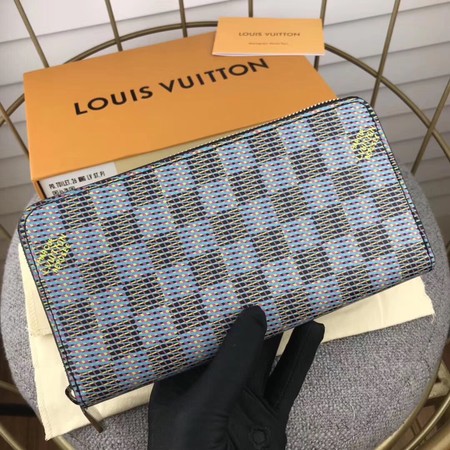 Louis Vuitton M68621 Zippy Wallet Damier Canvas Pop Blue