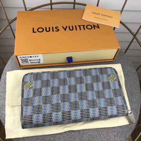 Louis Vuitton M68621 Zippy Wallet Damier Canvas Pop Blue