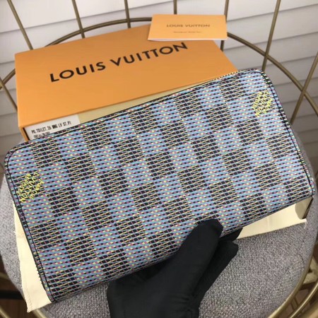 Louis Vuitton M68621 Zippy Wallet Damier Canvas Pop Blue