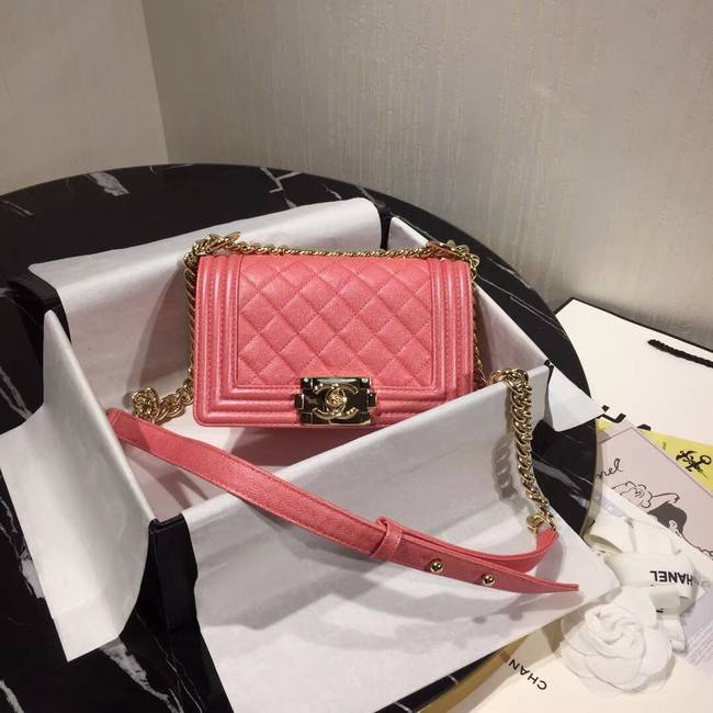 Boy Chanel Flap Shoulder Bag Original Leather Pink A67085 Gold