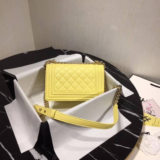 Boy Chanel Flap Shoulder Bag Original Leather Yellow A67085 Gold