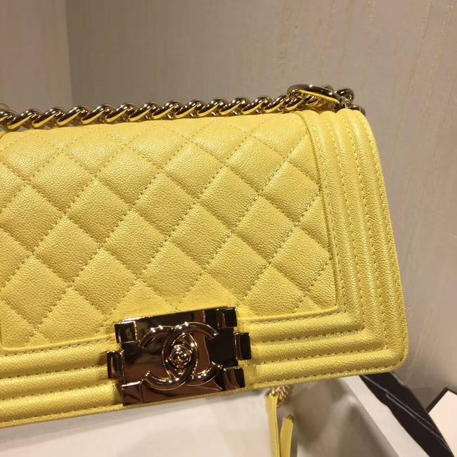 Boy Chanel Flap Shoulder Bag Original Leather Yellow A67085 Gold