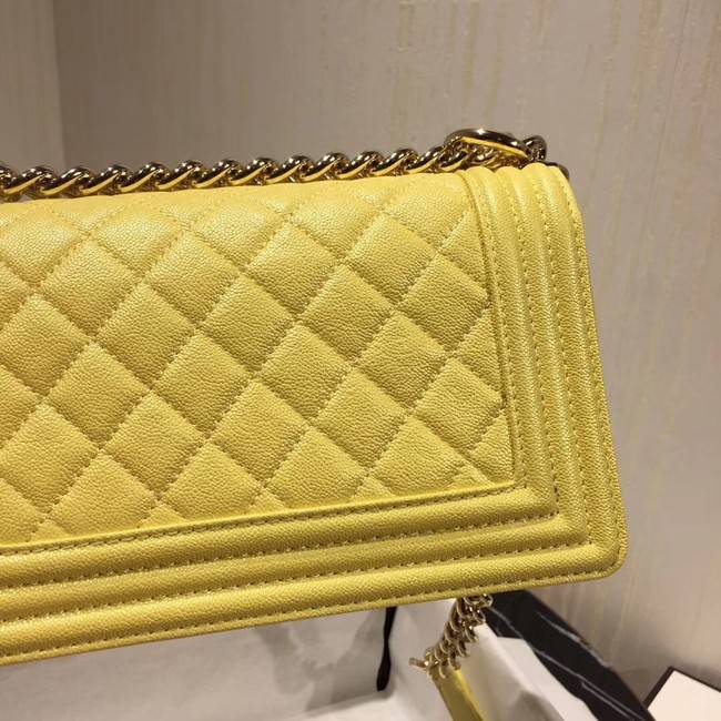 Boy Chanel Flap Shoulder Bag Original Leather Yellow A67085 Gold