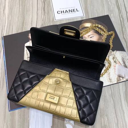 Chanel Flap Shoulder Bag Original Leather Black&Gold A1112 Gold