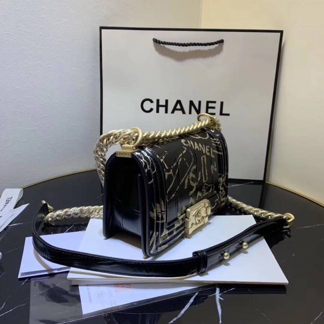 Chanel Le Boy Flap Shoulder Bag Original Leather Black TY67085 Gold