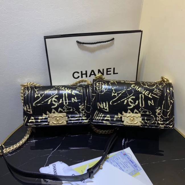 Chanel Le Boy Flap Shoulder Bag Original Leather Black TY67085 Gold