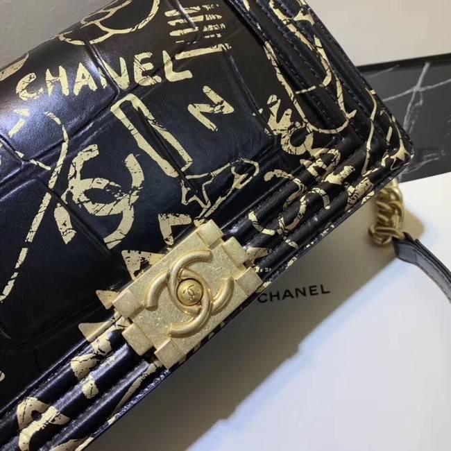 Chanel Le Boy Flap Shoulder Bag Original Leather Black TY67086 Gold