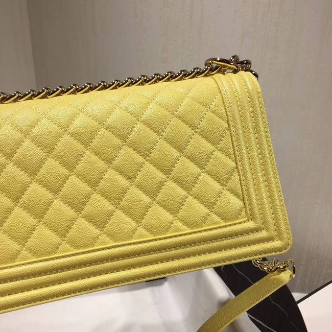 Chanel Le Boy Flap Shoulder Bag Original Leather Yellow A67086 Gold