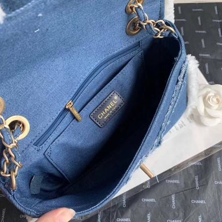 Chanel Shoulder Bag Light Blue 63592 Gold