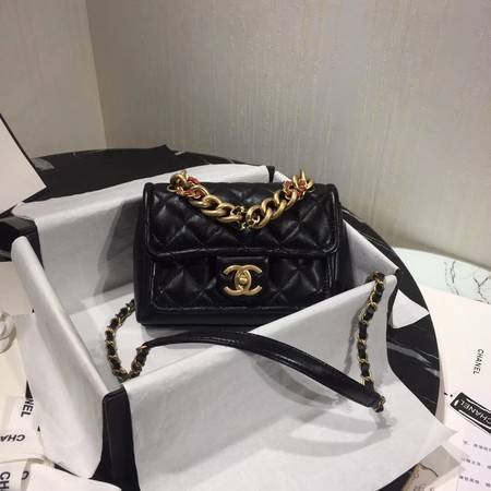 Chanel Shoulder Bag Original Leather Black 50937 Gold